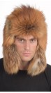 Golden fire fox fur hat Russian style, for men